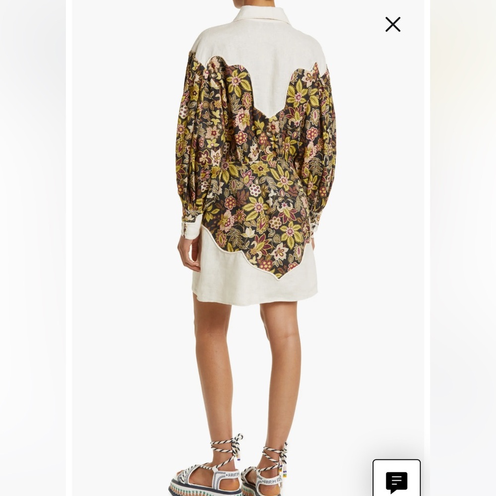 ALEMAIS Isabella Floral Panel Long Sleeve Linen Shirtdress - Picture 2 of 4